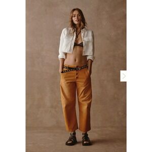 Pilcro Anthropologie Brown Utility Carpenter Pants Button Fly Buckle Back 31